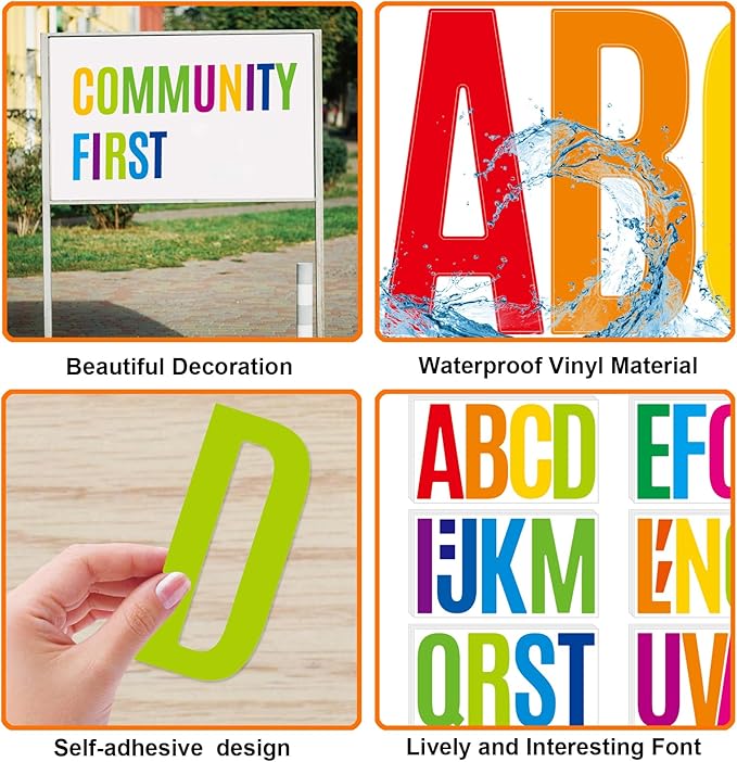 Bemeol 190 Pcs 35 Sheets Bulletin Board Letters for Classroom Large 6 Inch Alphabet Letter Stickers Self Adhesive Letters for Bulletin Board Display Home School(Colorful)