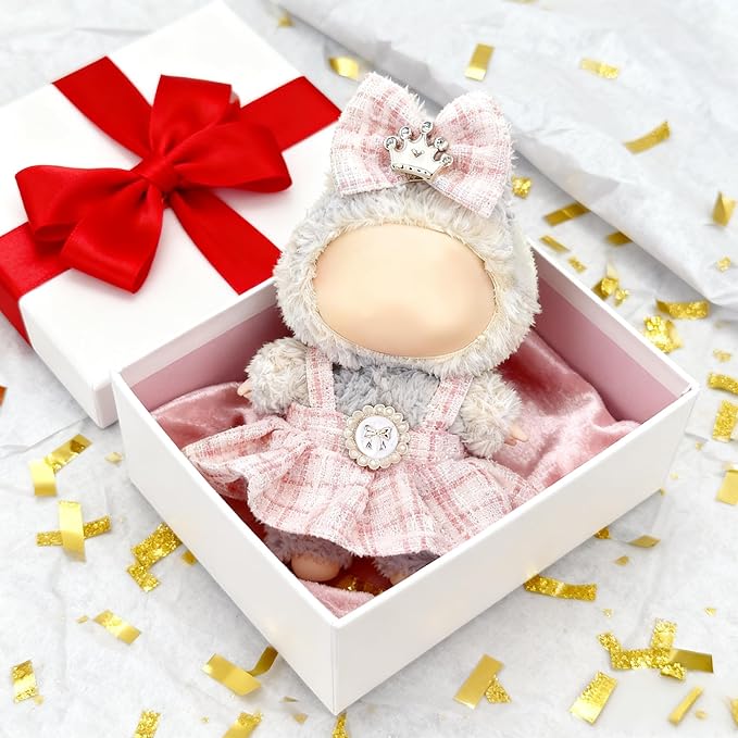 Clothes for LABUBU 17cm Doll (NO Doll), Outfit for LABUBU, Dress and Hairpin Set for LABUBU Dress Up, Fashion and Premium Dolls Accessories for LABUBU (Style D)