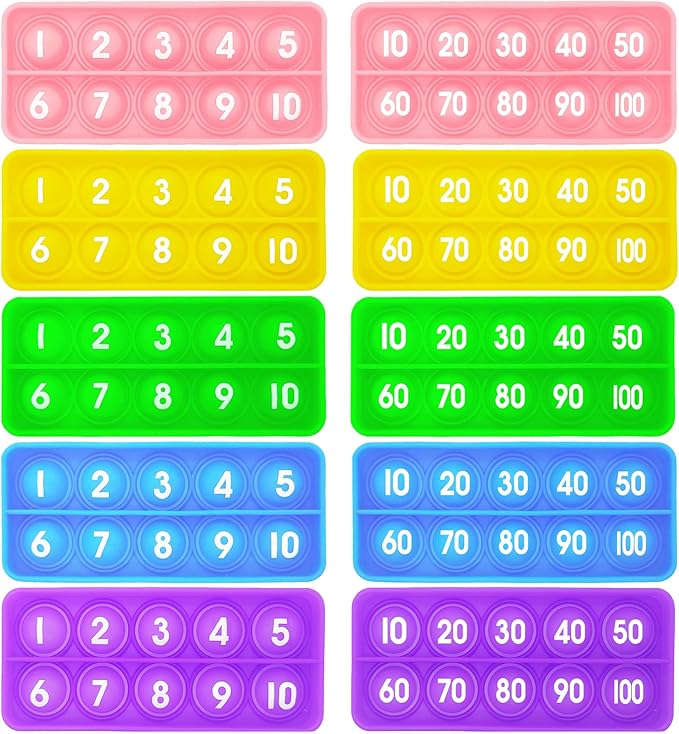 Ten Hundred Frame Popper, Math Fidget Sensory Toys, Ten-Frame Counting Toy, Educational Toy for Kids Classroom Group Learning Activities(Pack of 10)