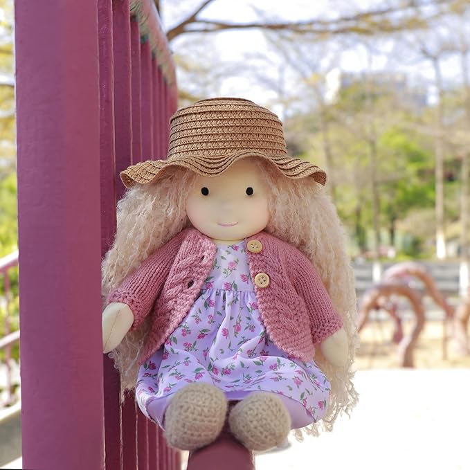 BlissfulPixie Waldorf Handmade Rag Doll - Personalized Collectors Plush for Kids Birthday Present With Beautiful Box-Darcy 12"