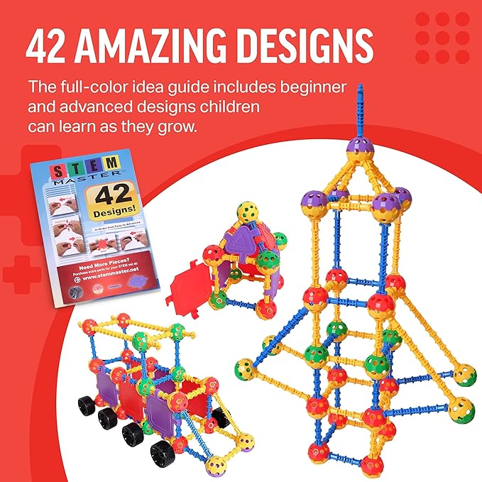 Educational Building Blocks Kit, 176 Pieces, Ages 4-8, Easter Basket Stuffers Gifts for Kids