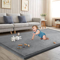 Baby Play Mat for Floor Tummy Time Mat Nursery Muscle Area Rug Playroom Rug Tatami 65"*50" Memory Foam 1.3" Thick Crawling For Babies,Toddlers, Infants, Kids,Floor(Grey)