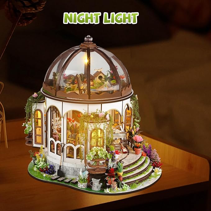 DIY Miniature House Kit,Tiny House Hanging Garden with Furniture & LED,DIY Dollhouse Miniature Kit for Adults Teen,Mini House Building kit,3D Wooden Craft Mini Model Kit,Birthday Gifts Home Decor