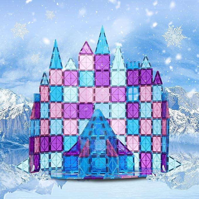 Magnetic Tiles Building Blocks for 3 4 5 6 7 8+ Years Old Boys Girls Colorful Magnet Stacking Toys Birthday Gift for Toddlers STEM Preschool Educational Construction Tiles Set for Kids (Blue)
