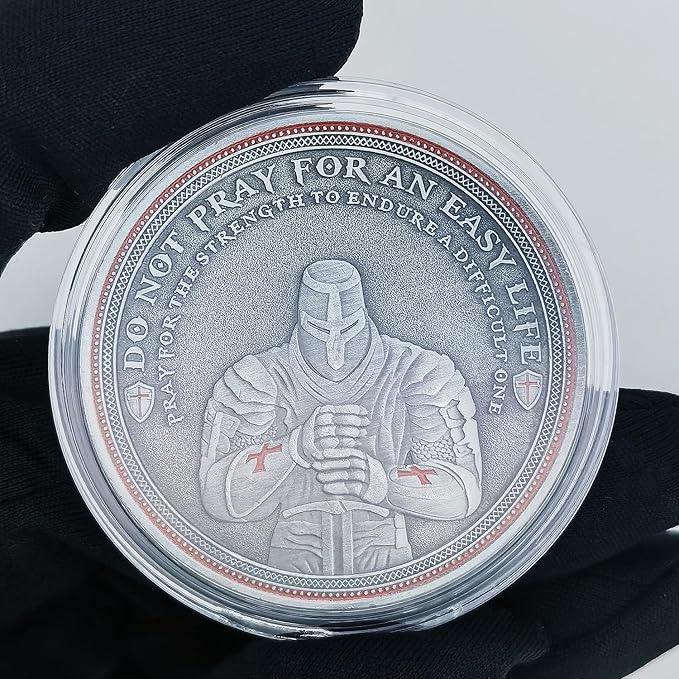 Christian Warrior Challenge Coin - The Knight Templar Coin Red Cross Religious Collection Coin