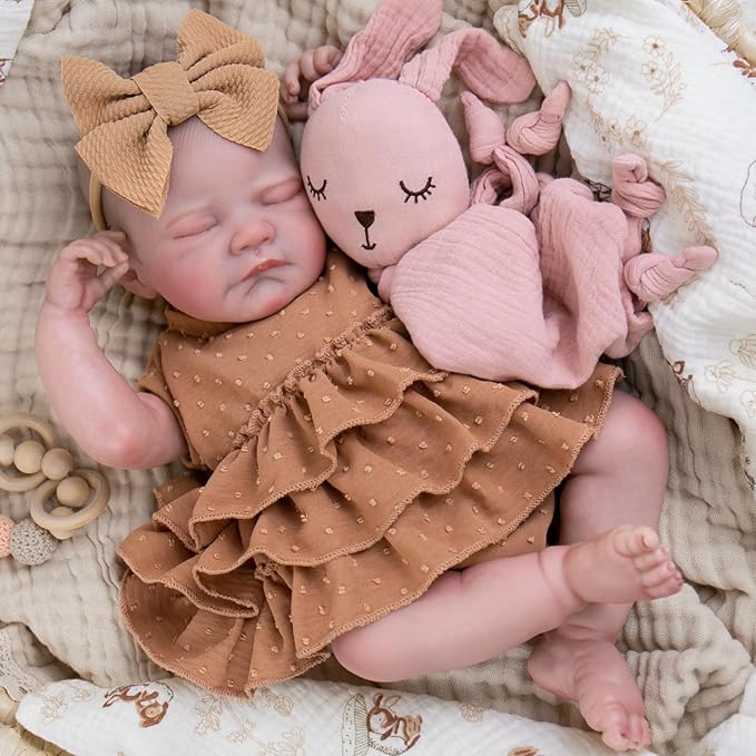 Aori Lifelike Reborn Baby Dolls - 20'' Realistic Sleeping Newborn Girl Doll with Feeding & Outfit Set - Weighted Body for Cuddling, Roleplay Gift for Girls and Kids 3+