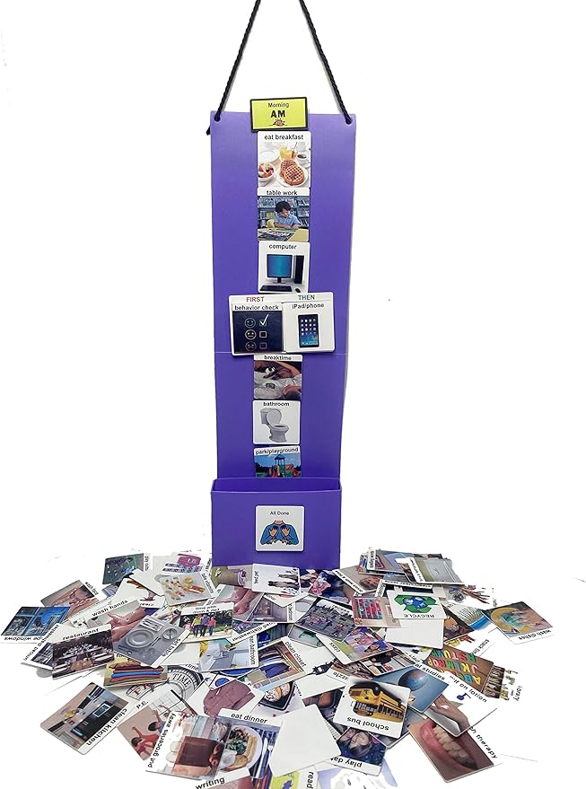 Visual Schedule for Kids – 133 Durable Plastic Picture Cards with Soft Loop Coins | Daily Routine & Chore Reward Chart for Home, School, Autism, ADHD & Special Needs Behavior Support.