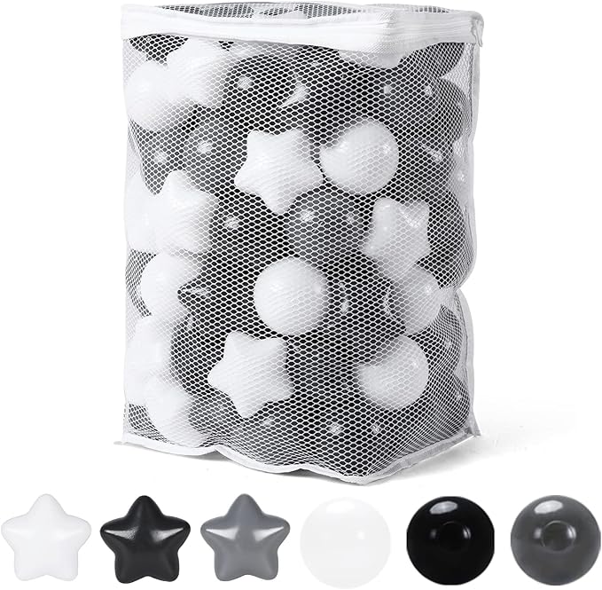 Ball Pit Balls Pack of 100 200 500 - Star and Round Set BPA Free Phthalate Free Non-Toxic Crush Proof Play Balls Soft Plastic Balls for Toddlers Baby Kids Birthday Pool Tent Party