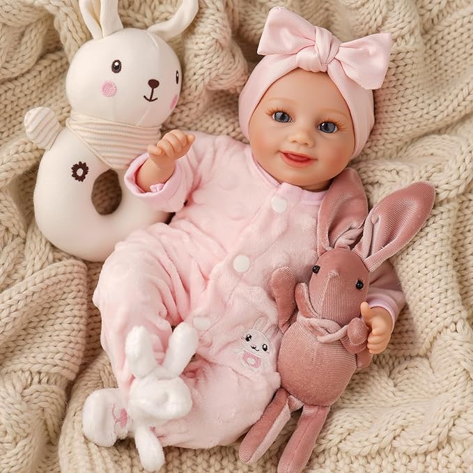 BABESIDE Lifelike Reborn Baby Dolls Sunny -12- Inch Realistic-Newborn Baby Doll Full Body Vinyl Real Life Baby Doll with Toy & Gift for Kids Ages 3+