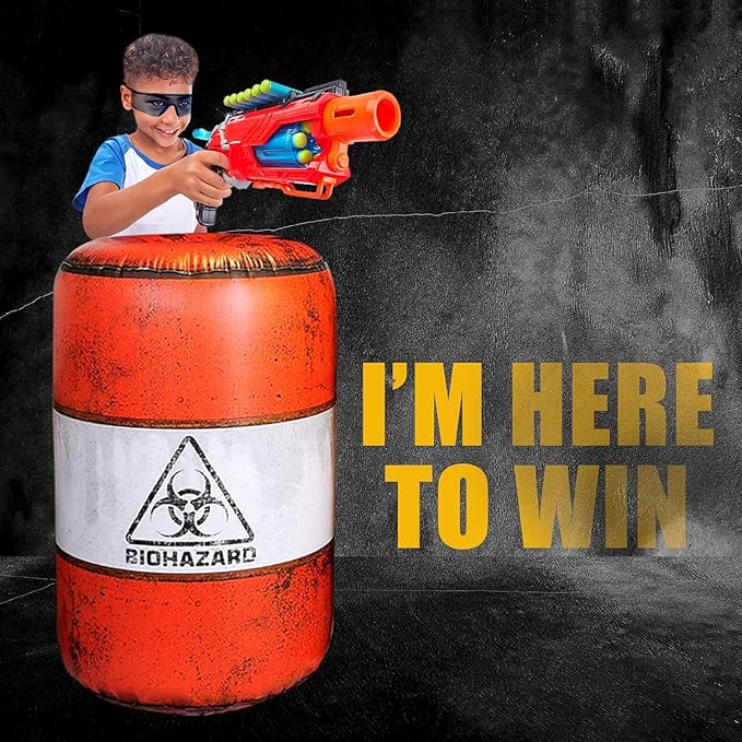 Barrels Inflatables Set, Combat Battlefield Compatible with Nerf, Laser tag, Water Gun, Dart Gun, Perfect for Boys and Girls Birthday Activities, Suitable fot Kids and Adults