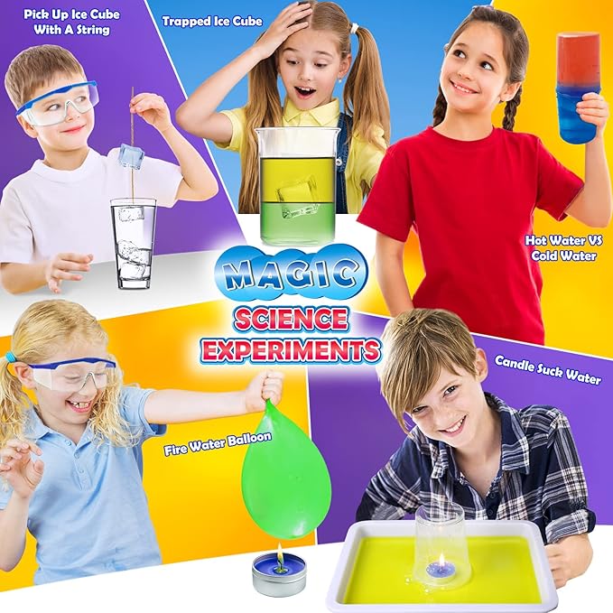 UNGLINGA 30+ Experiments Science Kits for Kids, S.T.E.M Educational Project Activities Toys Gifts for Boys Girls, Chemistry Set, Bouncy Ball, Volcano Eruption