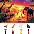 Animal Jigsaw Puzzles for Adults 500 Pieces Nature Wildlife Scene with Elephants Lion Tiger Giraffes Flamingos Puzzle Family Challenging Funny Puzzle Perfect for Game Nights(21"x15")