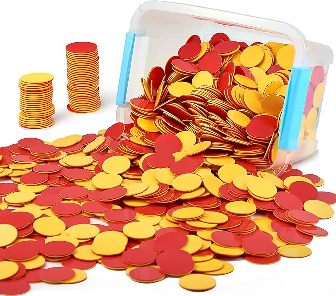Plastic Two-Color Counter,Red/Yellow Two Side 1000 PCS,Counting Manipulatvies, Math Counters for Kids, Counting Chips
