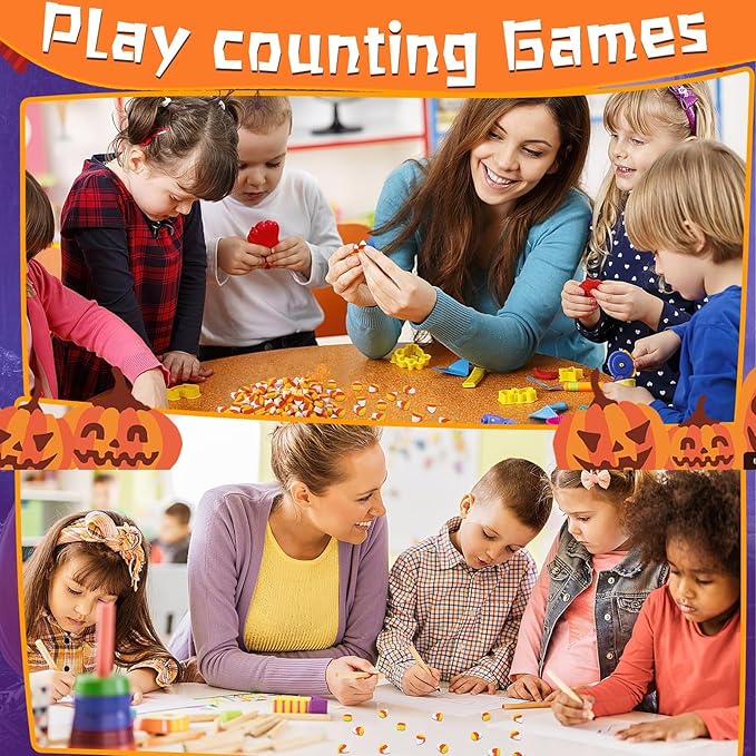 JUNEBRUSHS 150 Pcs Halloween Mini Erasers, Cute Small Fake Candy Corn Erasers Bulk Halloween Party Favors