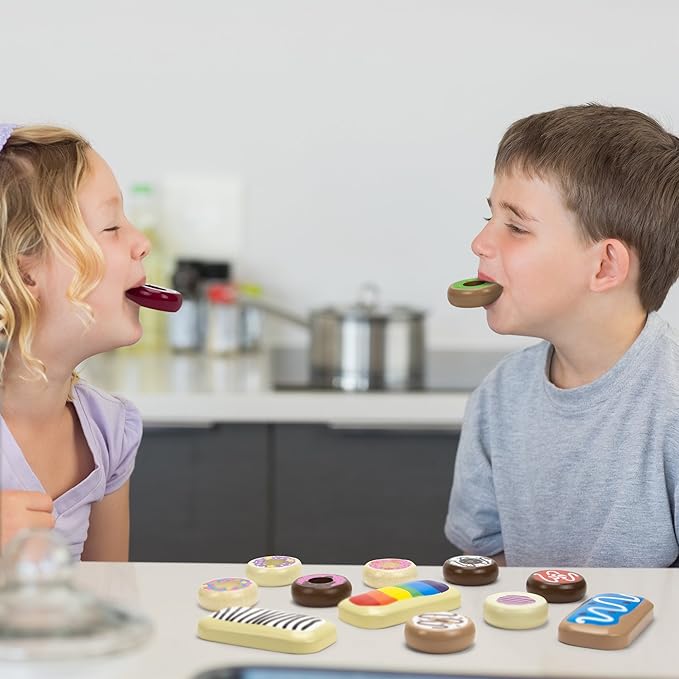 Baker's Dozen Wooden Donuts, 13 Assorted Colorful Wood Eats! Pastries by Imagination Generation