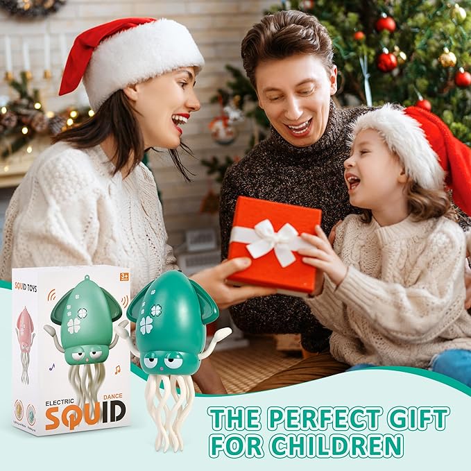 Magical Dancing Octopus Toy with LED Lights and Music, USB Rechargeable Tummy Time Toys, Automatic Dodging Crawling Toys, Suitable As a Birthday Gift for Children Aged 3 and Above (Green)