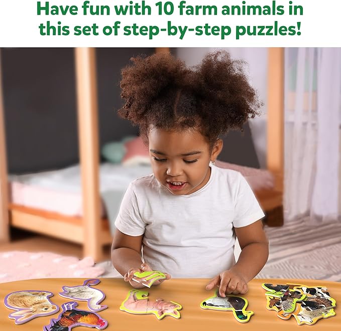 Skillmatics Step by Step Puzzles - 40 Piece Jigsaw & Toddler Puzzle, Montessori Educational Toy for Boys & Girls, Farm Animals, Travel Friendly, Gifts for Kids Ages 3, 4, 5 and Up