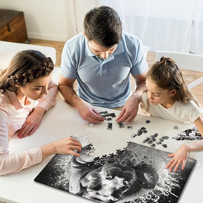 Hippo Thickened Wooden Jigsaw Puzzles 500 Pieces 3D Animal for Adults Fun Education Game Home Decoration Toy Intellectual Game Stress Relief Toy Premium & Durable 500pcs (52x38cm)