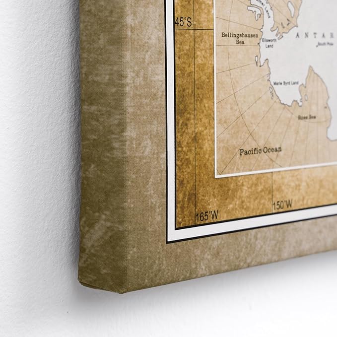 Canvas World Map with Cork Pin Board - English Lettering - Decorative Wall Decoration for All Rooms - Canvas Pictures with World Map Motif (150x100 cm, Pattern 3)