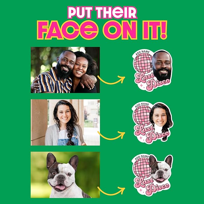Big Dot of Happiness Custom Photo Last Disco - Bachelorette Party Favors - Fun Face Temporary Tattoos - Set of 12