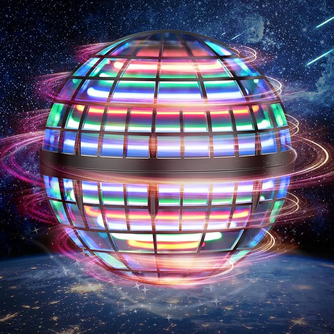 LEMATRIX 2024 Flying Orb Ball Toy, Hover Ball Boomerang Fly Fidget Spinner, Cool Toys Gifts for 6 7 8 9 10 11 12+ Years Old boy Girls Teens, Hand Mini Drone Cosmic Globe, Indoor Outdoor Toys(Black)