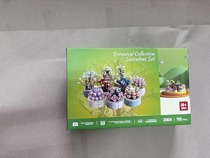 NUTCRACKER Succulent Flower Botanical Collection Building Set for Adults - Plant Flower Mini Bonsai Toy Building Set, Home Office Decor, Christmas Birthday Gifts for Women (750 Pieces)