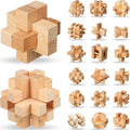 Suzile 20 Pcs Wooden Brain Teaser Puzzles Small 3D Wooden Puzzles Wood Block Puzzle Logic Box Lock Mind IQ Test Removing Assembling for Adults