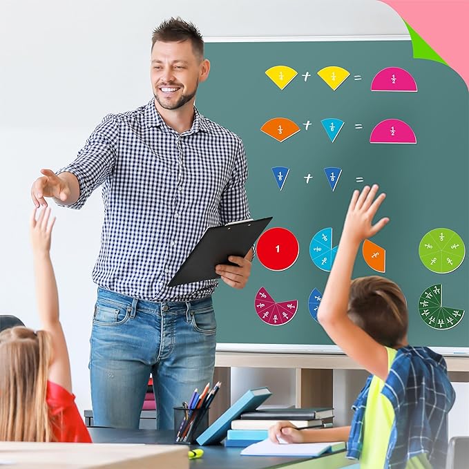 78 PCS Magnetic Fraction Tiles, Educational Math Learning Manipulatives Set for Preschool Elementary School, Fraction Bar Set Educational Learning Tool Kit for Classroom, School Supplies