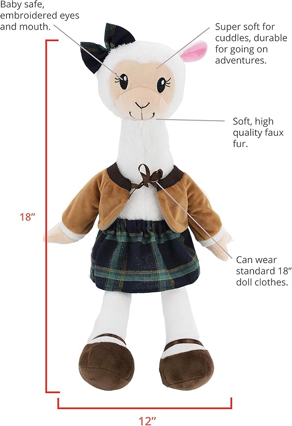 Plushible Soft Baby Doll, 18 Inch Alpaca - Plush Rag Doll with 2 Clothing Sets, My First Plush Toy for Girls, Boys & Infants, Soft Baby Stuffed Toy, Adorable Companion for 1 Year Old & Up