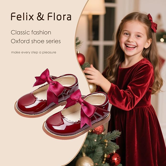 Felix & Flora Toddler Little Girl Mary Jane Dress Shoes - Ballet Flats for Girl Party School Shoes