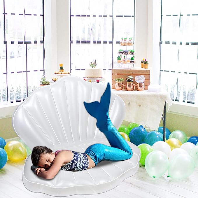 Zcaukya Inflatable Seashell Pool Float, Giant Clam Air-Filled Toys with Pearl Ball for Kids Birthday Party Swimming Pool Summer Beach Party Mermaid Ocean Theme Party Decor