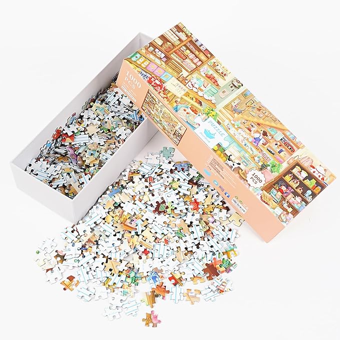 MOMIBOOK Puzzles for Adults 1000 Pieces Jigsaw Puzzles of Carefree Store, Painting Image Grocery Shop Puzzle Difficult Challenging Hard Impossible Puzzle Unique Funny Party Christmas Birthday Gifts