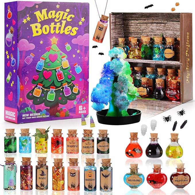 Magic Mystery Potion Kits for Kids, 20 Magic Bottles with Magic Growing Tree, Fun DIY Festive Science Experiment, Unique Stocking Stuffer for Boys Girls Age 6 7 8 9 10 11+Christmas Decorations & Party