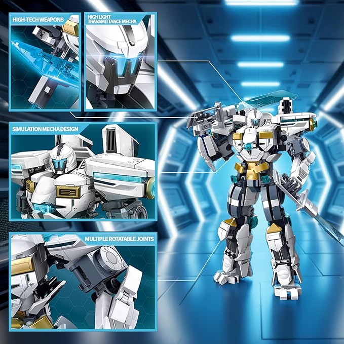 Ice Warrior Mech Building Blocks Sets Transforming Mech Robot Building Kits Mech Action Figures Model Toys Gift for Adults Kids Teens 561 PCS