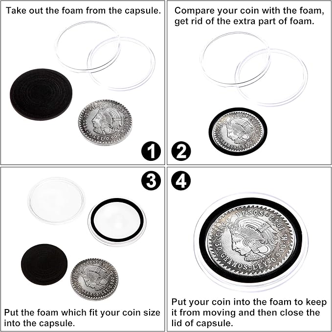 FRIMOONY 46mm Coin Capsules, with Foam Gasket and Plastic Storage Box, for Coin Collection, 2 Packs