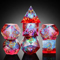 Shiny D&D Dice,DNDND Handmade Double Layers Sharp Edge Die with Gift Case for D&D Dungeons and Dragon Games (Red and Blue)