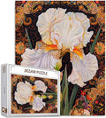 White Iris Flower Puzzles for Adults 1000 Pieces, Celtic Background Jigsaw Puzzle 20 x 27 Inches Colorful DIY Puzzles for Home Wall Decoration Gifts, Family Puzzle Perfect for Game Nights