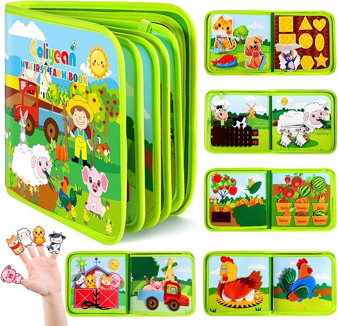 GOLIYEAN Busy Book for Toddlers 1-3 - Busy Board Montessori Toys for 1 Year Old Boy Girl Gifts Toys, Educational Learning Quiet Activity Books Travel Toy for One Year Old Baby Birthday