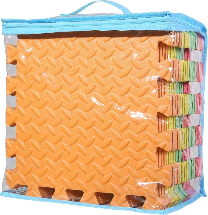 Foam Play Mat for Baby, 0.4 Inch Thick Foam Interlocking Floor Mats, Soft Non-Toxic Baby Playmat, Solid Colored Puzzle Play Mat Kids Floor Mats, 16 Tiles, Red/Orange/Yellow/Green