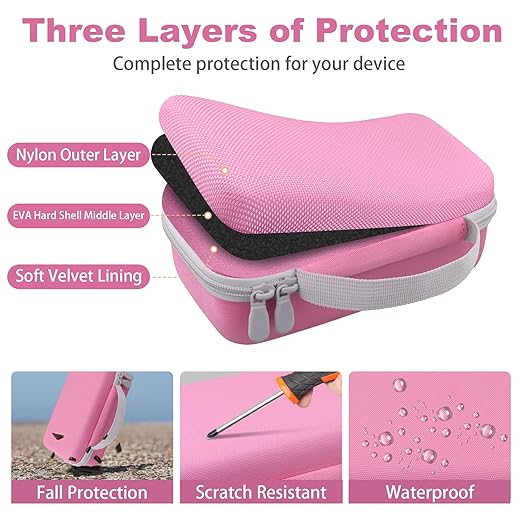 co2CREA Storage Organizer Case for 3D Printing Pen Set, Hard Case Compatible with SCRIB3D P1/Advanced, MYNT3D Super/Advanced, 3Doodler Start+/Flow/PRO and Filament Refill（Pink Case + White Zipper）