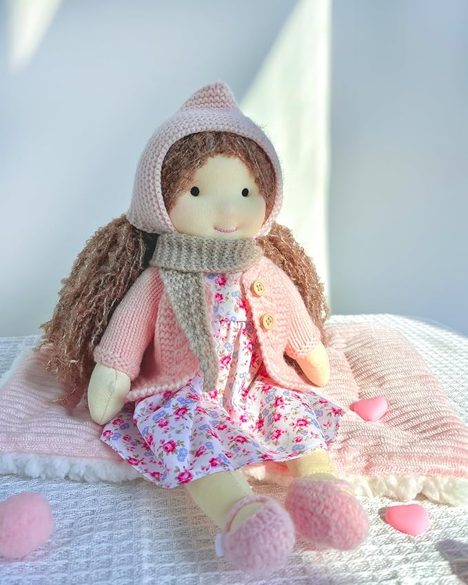 BlissfulPixie Waldorf Doll - Handmade Personalized Plush Collectors Doll for Kids Birthday Present with Beautiful Box - Luna 12"