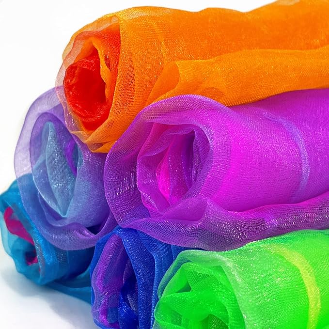 Dance Scarves for Kids: Juggling Scarves, 12 Pcs, 24" x 24", Toddler, Unisex, Multicolored, Rainbow Theme