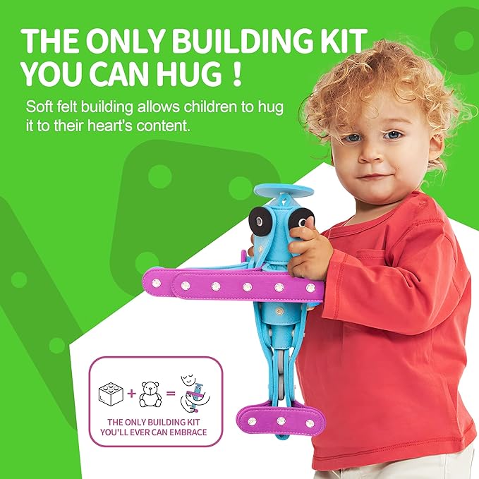 Soft Felt Building Toys for Toddlers,DIY Educational Learning Stackable Felt Toy Set - Flexible for Hours of Creative STEM Toys 37 PCS, Stacking Toys for Toddlers 1-3,Perfect for Easter Gifts