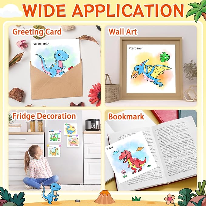 Paint with Water Coloring Books for Toddlers,Mess Free Watercolor Painting Papers for Kids Water Color Paint Kit Art Craft Birthday Gift for Ages 1-3,4-8(Dinosaurs)