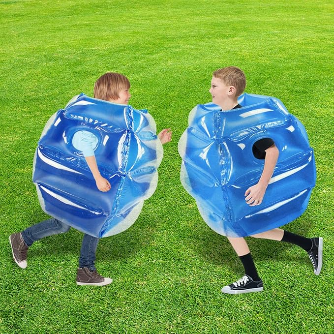 SUNSHINEMALL 2PC Sumo Balls, Inflatable Body Sumo Balls Bopper Toys for Kids 26" - Heavy Duty PVC Vinyl Suits for Grassland or Other Outdoors Play (2PC Blue+Pink 26inch)