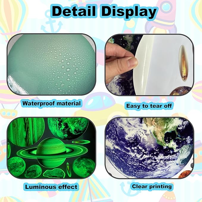 Solar System Wall Decals Glow in The Dark Stars, 965 PCS Stars and Planets Wall Stickers, Baby Nursery Glow Meteorite for Ceiling, Birthday Christmas Gift for Boys and Girls（Green）