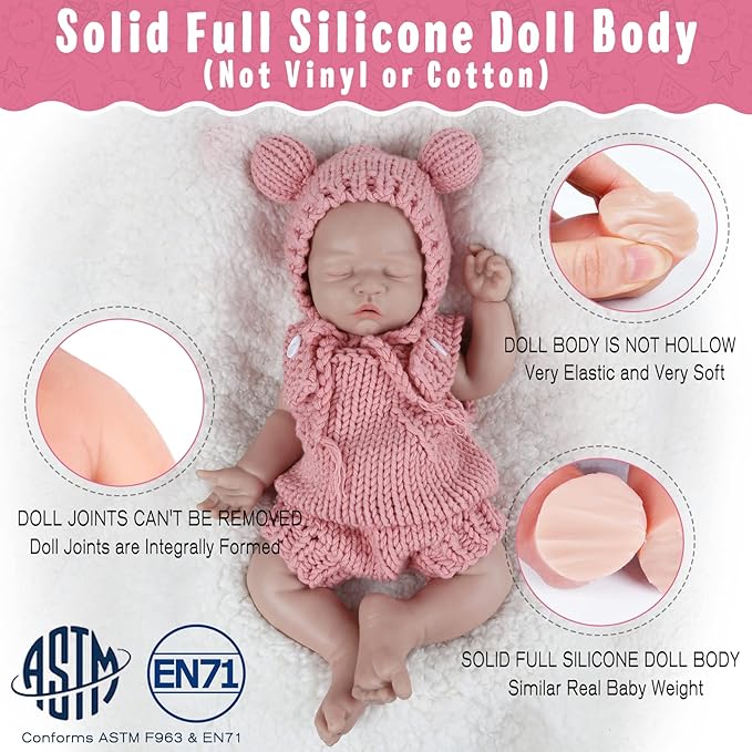 Vollence 18 inch Eyes Closed Silicone Baby Doll That Look Real,Reborn Real Baby Doll,Lifelike Baby Dolls - Girl