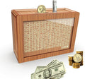 Piggy Bank for Adults Kids, Wooden Coin Bank for Boys and Girls, Cash Vault Money Saving Box with Counter $5000 Savings Challenge Money Box with Money Target and Numbers (Brown $5000)