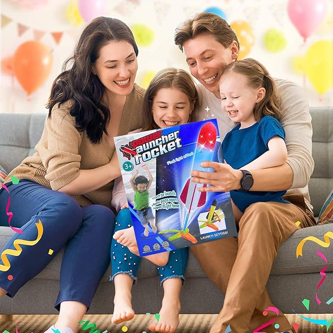 Foam Rocket Launcher for Kids Age 3 4 5 6 7 8, Fun Catapult Rocket Toys Boys Toys Age 3-12 Girls Gift Rocket Kids Outdoor Toy