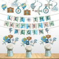 52 PCS Travel Themed Party Decorations Set Let the Adventure Begin Banner Centerpieces Sticks Hanging Swirls for Bon Voyage Retirement Farewell Party World Awaits Birthday Baby Shower Decor Supplie